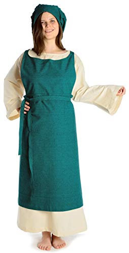 HEMAD Mittelalter Schürze Schoysiane aus Baumwolle Grün Gewandung LARP