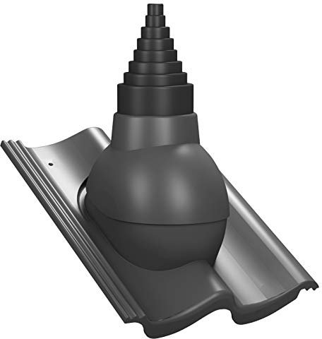 Dachdurchführung für Gerätemasten Ø19–90 mm – Braas - Doppel-S, Nelskamp - S, IBF - Doppel-Sfür TV-Antenne, Satellit, Blitzschutz, Kommunikation, Dachdurchgang mit EPDM-Dichtung (RAL 7024 - Graphit)