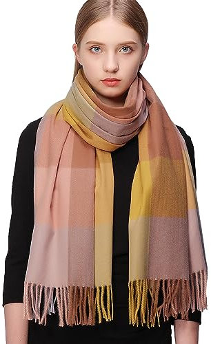 RIIQIICHY Plaid Cachemire Écharpe Pashmina Châle Etole Pour Femmes Hiver Chaud Longues Grandes Écharpes