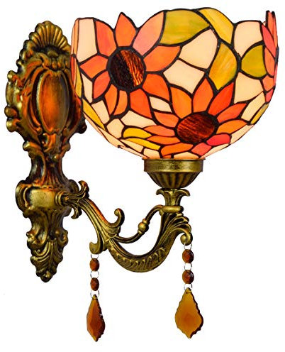 Blivuself Tiffany Wandlampen Licht 8-Zoll-britisch modern kreative Wandleuchte Badezimmerspiegel Scheinwerfer Garten Kristall Nachtwandlampe Gang Sonne Laterne