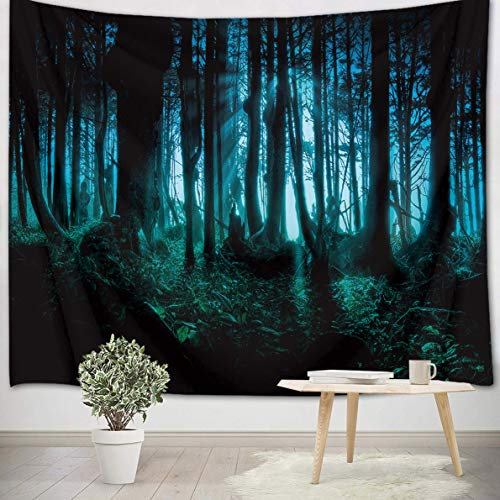 LB 235x180cm Wandteppich Halloween Wandtuch Horrorwald Wandbehang Geist hinter dem Baum Tapisserie für Wohnzimmer Schlafzimmer Wohnheim Wanddeko