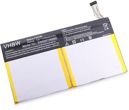 vhbw 1x batería Compatible con ASUS Transformer Book T100TA-DK007H, T100TA-DK005PA, T100TA-DK005H Tablet, Pad (8150 mAh, 3,8 V, Li-Poli)