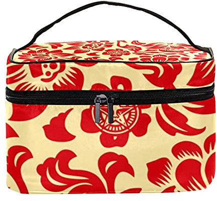 Orientalisches Blumenmuster Reise Make-up Tasche Große Kosmetiktasche Make-up Tasche Organizer Reißverschluss Kulturtasche für Frauen Mädchen