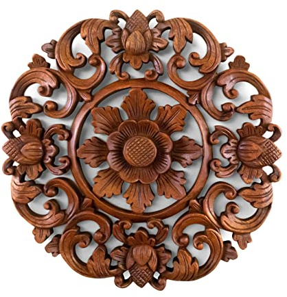 G6 Collection 12 Wooden Hand Carved Wall Art Relief Panel Handcrafted Wall Plaque Gift Decorative Home Decor Accent Handmade Wood Decoration Artwork Floral (Devil's Ivy)