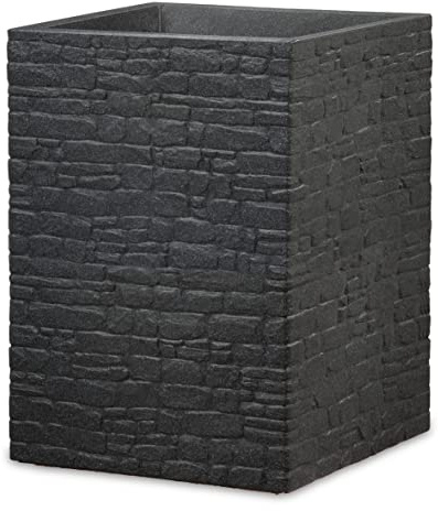 Scheurich Muretto High 54, Hochgefäß/Blumentopf/Pflanzkübel, viereckig, Farbe: Stony Black, hergestellt mit recyceltem Kunststoff, 10 Jahre Garantie, für den Außenbereich