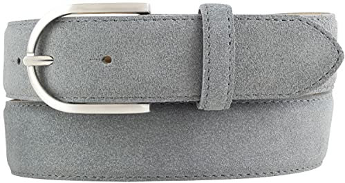 BELTINGER Damen-Gürtel aus Veloursleder 3,5 cm | Velour-Ledergürtel für Damen 35mm | Wildleder-Gürtel mit runder Gürtelschließe | Dunkelgrau 100cm