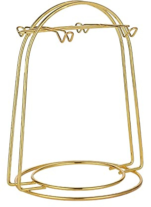 ISAKEN Kaffeetassenhalter, Gold Edelstahl Tassenständer Tassenhalter mit 4 Haken, becherhalter Display Stand stehender Halter, Becherbaum Kaffee Tassenhalter Kaffeetassen Organizer Stand