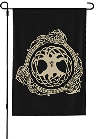 Doppelseitige Gartenflagge für den Außenbereich, Raben, Wikinger, skandinavischer nordischer Druck, dekorative Gartenflaggen für Heimdekoration, Hof, Rasen, hängende Flaggen, 31,8 x 45,7 cm