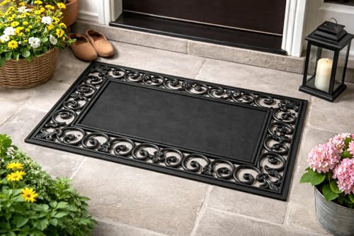 Marco Paul Decoir Door Mat Door Mats Natural Look Slip Resistant Safe Anti-Slip Indoor Outdoor Use Durable Entrance Hallway Easy Clean Home Doormat Rug Front Door (Rubber Frame - 45 x 75)