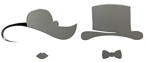 Pictogramme WC relief Plexi. Lot de 2 Plaques de porte Toilettes Originales Chapeaux double face au dos. Plexi blanc, noir, miroir or, argent - Plexi miroir argent - Grand format - -
