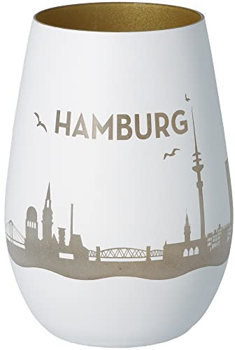 Goodtimes Windlicht Hamburg Skyline Weiß & Gold