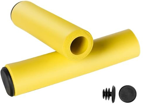 SANKRO puños Bicicleta (2 Unidades) | Puños MTB | Puños Bicicleta montaña | Espuma de Silicona | Ergonómicos | Ultraligeros (Amarillo)