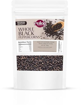 Rulop Black Peppercorn 500g - Gourmet Peppercorn - Black Peppercorns for Grinders, Packed in Resealable Pouch to Maintain Freshness