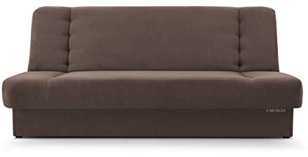 mb-moebel Sofa mit Schlaffunktion und Bettkasten, Kippsofa Klappsofa Schlafsofa Clic-Clack Couch für Wohnzimmer Federkern Sofagarnitur Polstersofa 92x192x85cm - Cyprus (Braun - Soro 28)