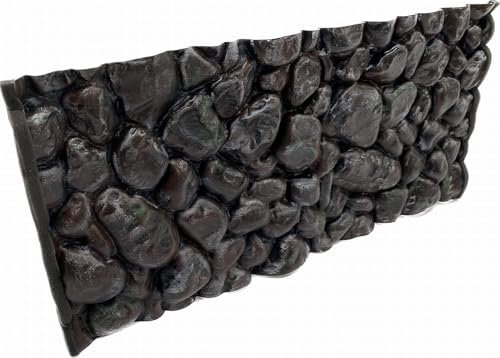 PLASTIKO - Aquarium Hintergrund 3D I Rückwänd 80x50 cm I Leicht zu Montieren und Reinigen I Keine Verklebung Erforderlich I Sicher für Tiere I Schwarz mit einem Muster aus Niedrigen Steinen