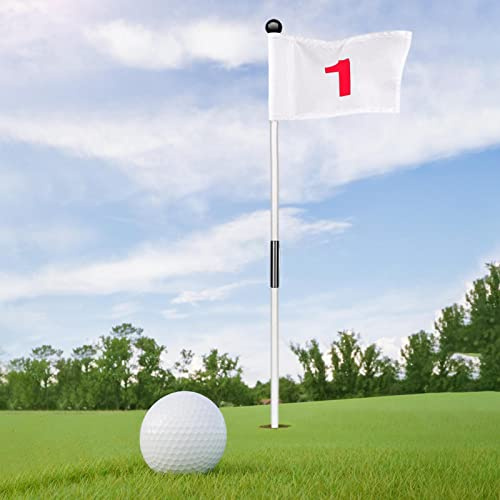 Yusheng Ensemble de drapeaux de golf, bâton de drapeau vert avec trou de golf, drapeau de golf amovible