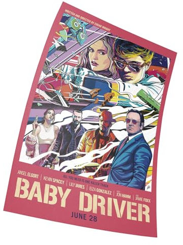 Baby Driver Movie Poster Größe 11 x 17(28 x 43 cm) Dekorative Rahmenloses Kunst Geschenk Leinwand Poster