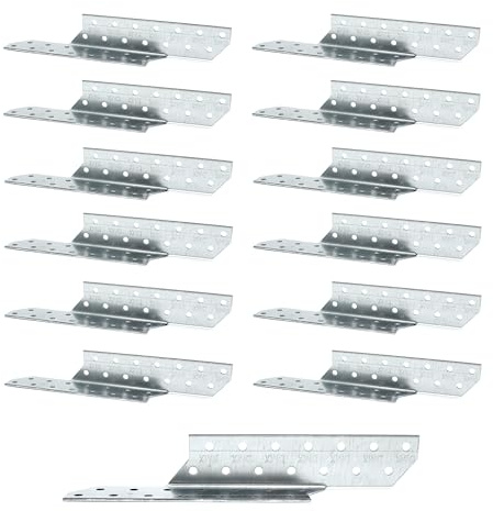 DOJA Barcelona | Anclaje para Vigas | 210 x 32 mm | Izquierda | Pack 12 | Anclaje Viga Madera Cargas Pesadas | Escuadras Asimétricas | Conector Vigas de Izquierda para Construcción, Puentes, Listones