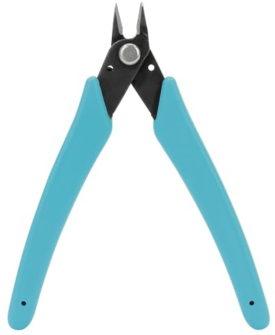 Sintron Tools Micro-Seitenschneider MWC1, abgewinkelter Drahtschneider, Mini Präzisionszange, gummierter Griff, Feder-Rückführung