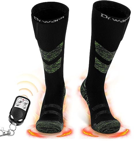 Dr.warm Beheizbare Socken mit Fernbedienung, Elektrische Heizsocken, Wiederaufladbaren beheizte Socken für Wandern Camping Skifahren Jagd (L)