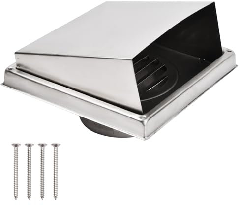 Rejilla de Ventilación de Acero Inoxidable, 100 mm Rejilla de Protección Contra la Intemperie, Robusto y Resistente a la Intemperie Rejilla Extractor de aire, para Campana Extractora