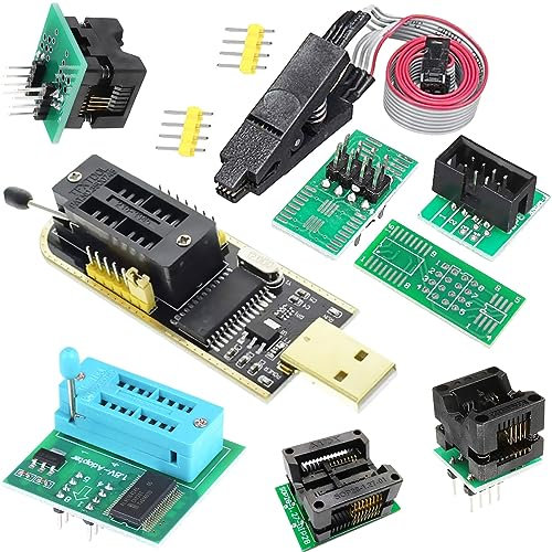 DAOKAI USB Programmer CH341A SOP8 SOIC8 Testclip 1,8 V Adapterplatine SOP8 150 mil 200 mil SOP16 300 mil 24 25 Serie Programmierchips Testsockel-Kit 9-teiliges Set