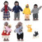 LUFEIS Puppenhaus Puppenfamilie, Puppenhaus Puppen, 10 Stück Holz Puppenhaus Familie mit Hunde und Katzen, Puppenhaus Familienfiguren, Biegepuppen Puppenhaus Geschenk für Pretend Puppenhaus Zubehör