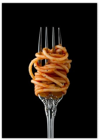 H5919M_NS1A3 - Adhesivo decorativo para pared, diseño de tenedor y espaguetis