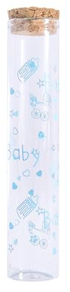 Doni Bomboniere Nascita 48PZ Provetta Portaconfetti in Vetro Biberon Confettata Segnaposto Gadget Fine Battesimo Baby Shower Festa Bambino Bimbo Maschio E Decori Celesti con Tappo Sughero Celeste