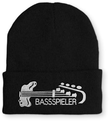 tshirtladen Spruchmütze Strickmütze Bassspieler Musiker Wintermütze Mütze lustige Beanie mit Stick