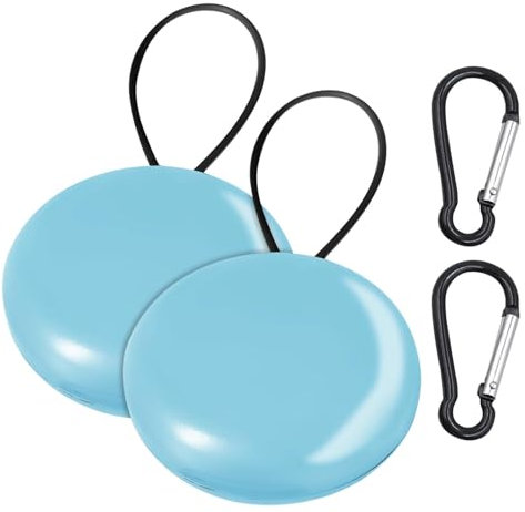 2 pcs Earplug Cases with Keyring, Portable Ear Plug Storage Box, Ear Bud Carrying Bag, Earbud Organizer for Business Trip/Trinkets/Pills/Earphones(Blue,Size:38x17mm)