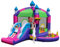 COSTWAY Hüpfburg mit Sonnendach, Rutsche, Sprungbereich, Basketballkorb & Ringwurfspiel, Bouncy Castle für Kinder, 385 x 332,5 x 300 cm