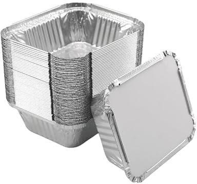 KURTT - Recipientes de aluminio 450ml - 100 unidades con tapas - Desechables - Bandeja Alu - Aluminio - Recipientes - Bandeja de aluminio desechable - Fiesta - Cumpleaños - Eventos - Boda - Delicias -