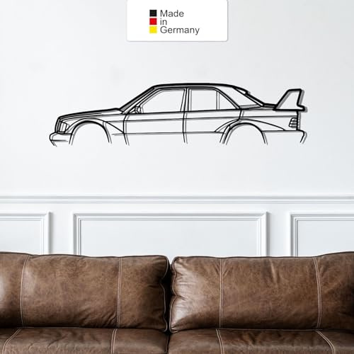 MERCEDES 190E 83, Metall Wandbild, Wanddeko, Auto Silhouette, Metal Car Wall Art (Größe: 69 cm (27))