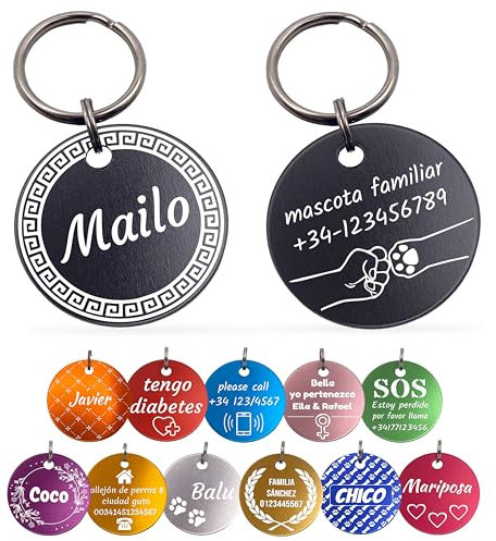 Unikat Branding | Erkennungsmarken im Singlepack | Hund, Katze und Herrchen | Hundemarke personalisiert | Beidseitig mit Gravur | rund | 30 & 35 mm (Gelb, 35mm)