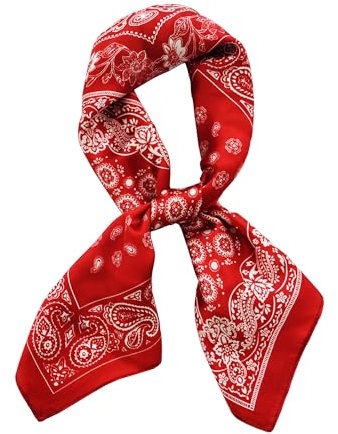 JERLA Quadratischer Schal aus 100 % reiner Maulbeerseide, 66 x 66 cm, für Damen und Herren, natürliche Seide, Halstuch, Kopftuch, Tasche, Schal (vier quadratische Raster, Paisleymuster, Rot), 67 x 67