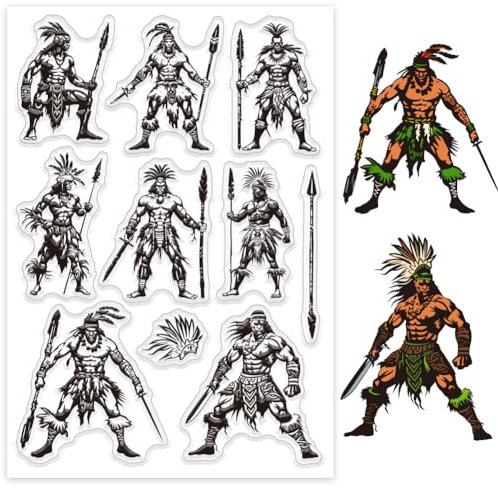 GLOBLELAND Hawaii Soldat Silikonstempel Zeichen Transparente Stempel Speere Schwerter Klare Stamps Für Karten Herstellung DIY Scrapbooking Basteln