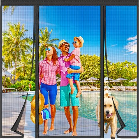 Zanzariera Magnetica,Tenda Zanzariera Porta con Totalmente,Zanzariera Magnetica per Porta,Doppia Apertura Laterale Tenda Zanzariere Magnetiche per Porte Finestre Scorrevole Balcone,Nero,230x220cm