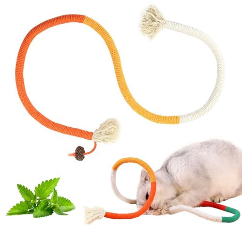 SUOXU Katzenminze Spielzeug Kauendes Baumwollseil, Interaktives katzenspielzeug für Indoor, Gefüllt mit natürlicher Katzenminze,Benutzt für katzen zahnpflege gegen mundgeruch,1 katzenspielzeug(orange)
