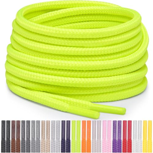 Miscly Cordones Redondos para Zapatos, Zapatillas y Botas - Disponibles en Múltiples Longitudes y Colores (Verde/Amarillo Neón, 114 cm)