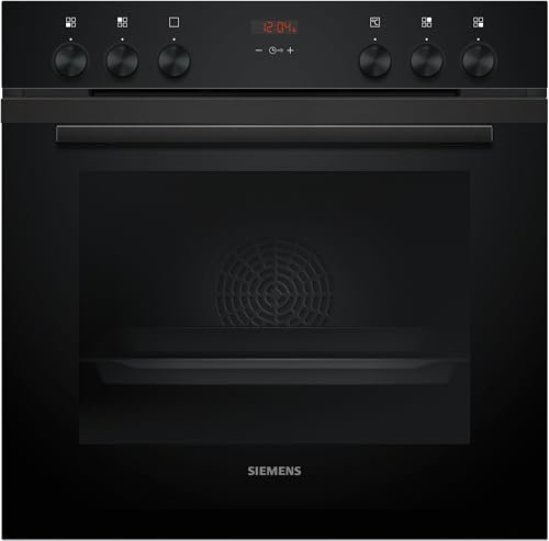 Siemens HE213ABB4, iQ300, Einbau-Herd 60 x 60 cm, Made in Germany, 3D Heißluft für gleichmäßige Hitze auf drei Ebenen, Schnellaufheizung, 71 L Garraum, Deep black inox