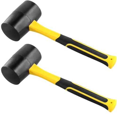 TAICHEUT 2 PCS 32oz Rubber Mallet, 1000g Rubber Hammer for Striking Wood, Slate
