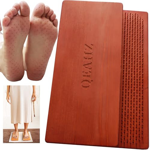 QEAHZ Sadhu Board – 8 mm, große Größe, Kupfernägel, für Anfänger, Nagelbretter für Füße, Yoga-Board aus Holz für Akupressur und Meditation, Akupunktur-Fußmassage