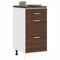 WIFESE Schubladenschrank Küchenunterschrank Küche Organizer Geräumiger Küchenschrank mit Viel Stauraum Aufbewahrungsschrank Braun Eichen-Optik 40x46x81,5 cm Holzwerkstoff