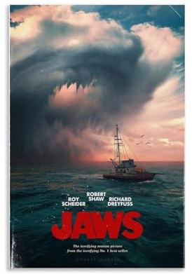 YAWRGJWRG Jaws 1975 Poster, dekoratives ästhetisches Leinwandposter, Wandkunst, Wohnzimmer, modernes Familienschlafzimmer, Musik-Filmposter, 30x45 cm