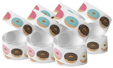 KAILIKETIY 6rolls Cute Donut Cartoon Stickers of Sweet Notepads for Boys and Girls for Laptop Bottle Cup Skateboard Phone Case Creative Crafts Birthday Party Decorations