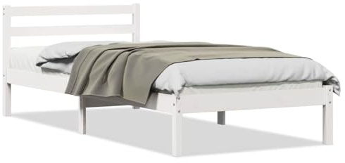 vidaXL Bettrahmen Weiß 225,5 x 85,5 x 69,5 cm Massivholz Kiefer | Modernes minimalistisches weißes Finish, Aus massivem Holz für Langlebigkeit, Passt perfekt zu Einzelmatratzen