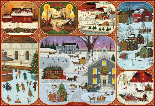 Buffalo Games – Silver Select Charles Wysocki Winter Collage 2000 Piece Jigsaw Puzzle Colorful Puzzle for Adults – Precision-Cut Pieces, Beautiful Artwork, and Hours of Relaxing Fun | Silver Select, For Adults, Intermediate to Expert, Foil Finish, Finished Size 38.5 x 26.5 in, Includes Poster