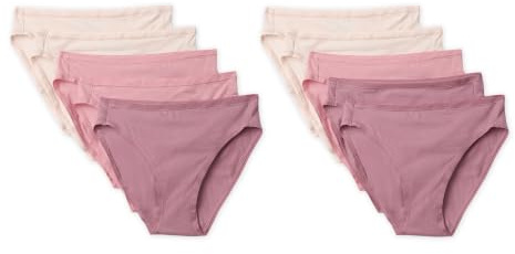 Amazon Essentials Damen Unterwäsche Bikini Slips Baumwolle (in Übergröße erhältlich), 10er Pack, Dusty Rose / Rose / Blassrosa, 6XL Große Größen