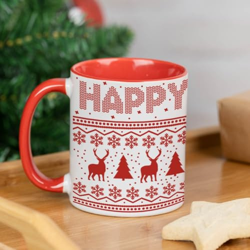 Wanapix | Ceramic Christmas Mug | Gift for Couples and Friends | Festive/Secret Santa/Winter Mug | Hot Drink Cup | 325 ml | Christmas Jumper